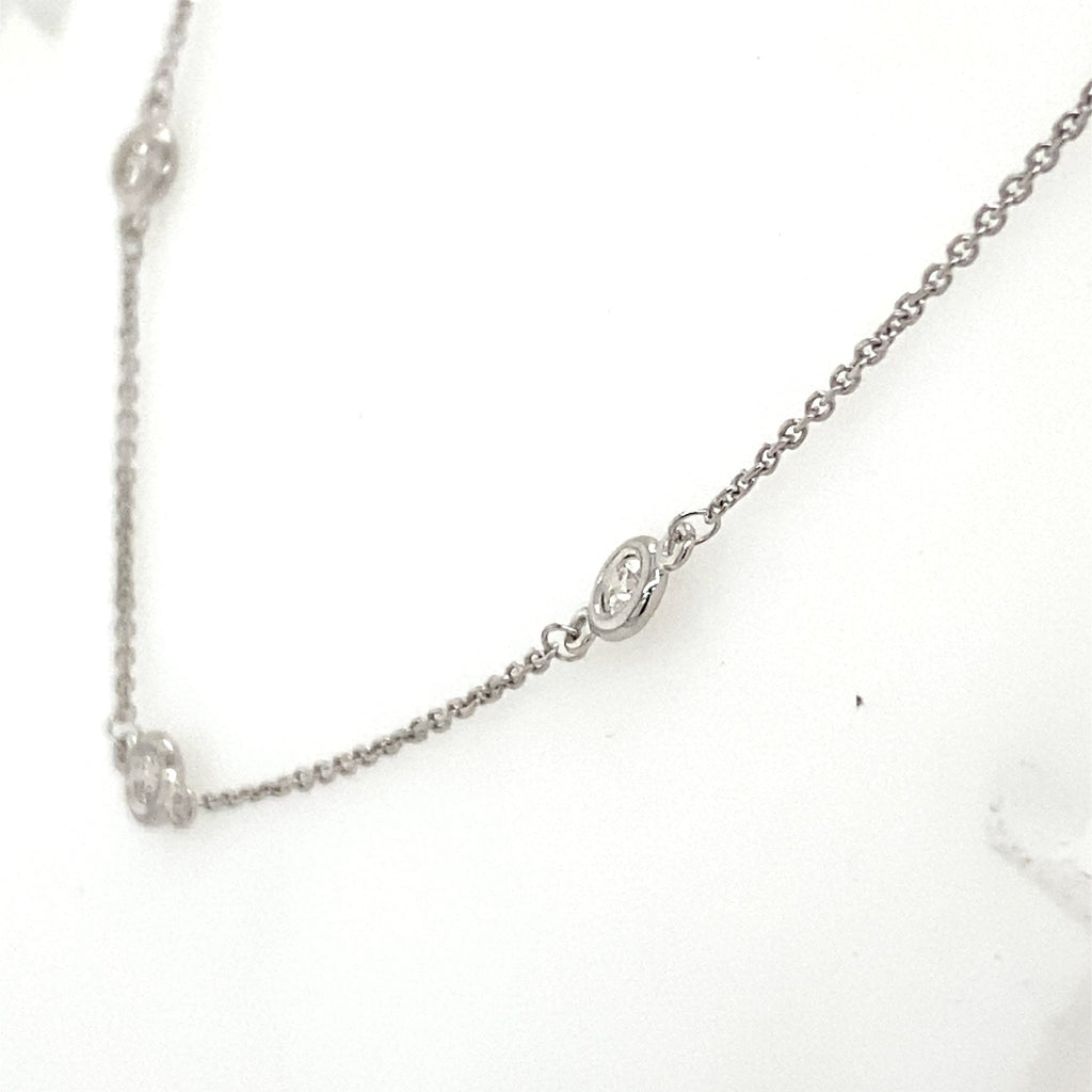 14k White Gold 1.25 CT Diamond By The Yard Necklace, S107141