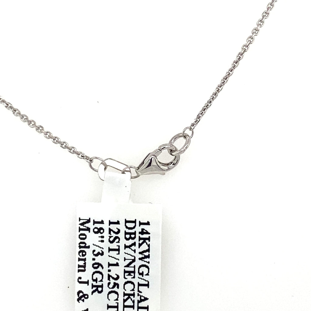 14k White Gold 1.25 CT Diamond By The Yard Necklace, S107141