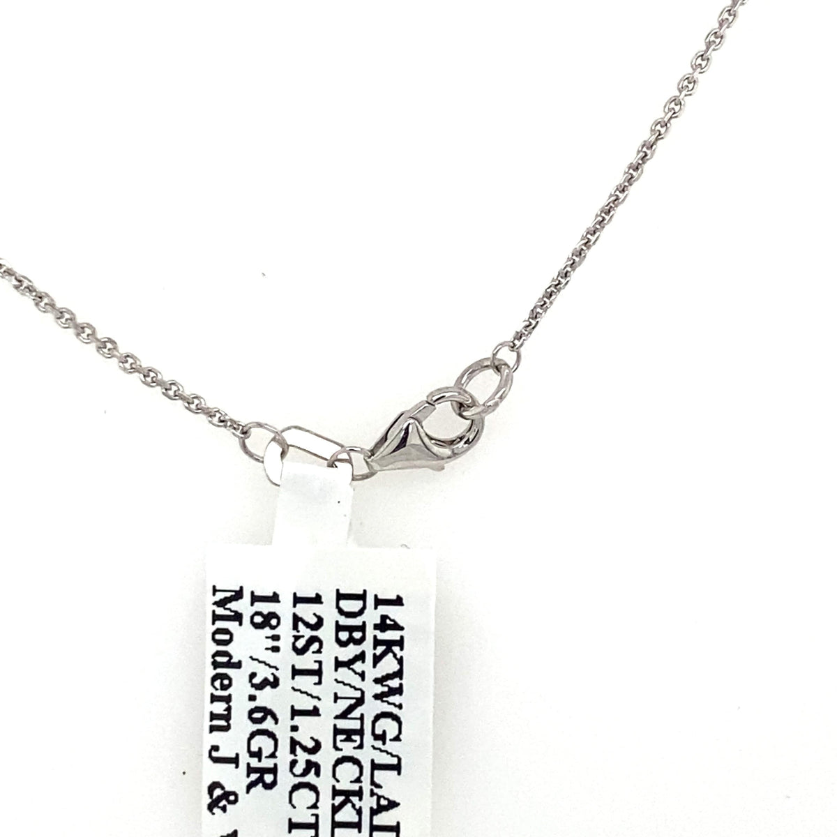 14k White Gold 1.25 CT Diamond By The Yard Necklace, S107141