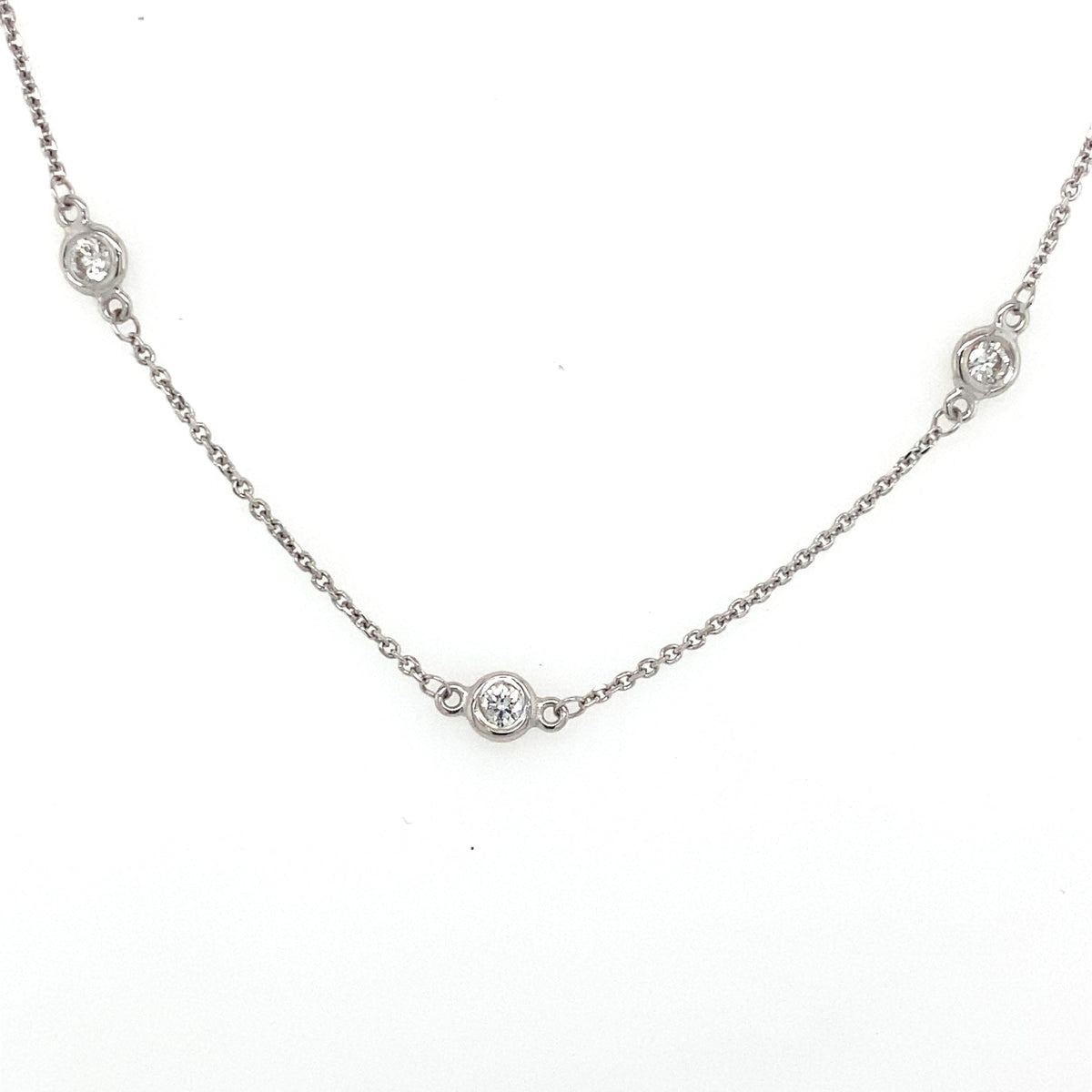 14k white Gold 1.00 CT Diamond By The Yard Necklace, S107140