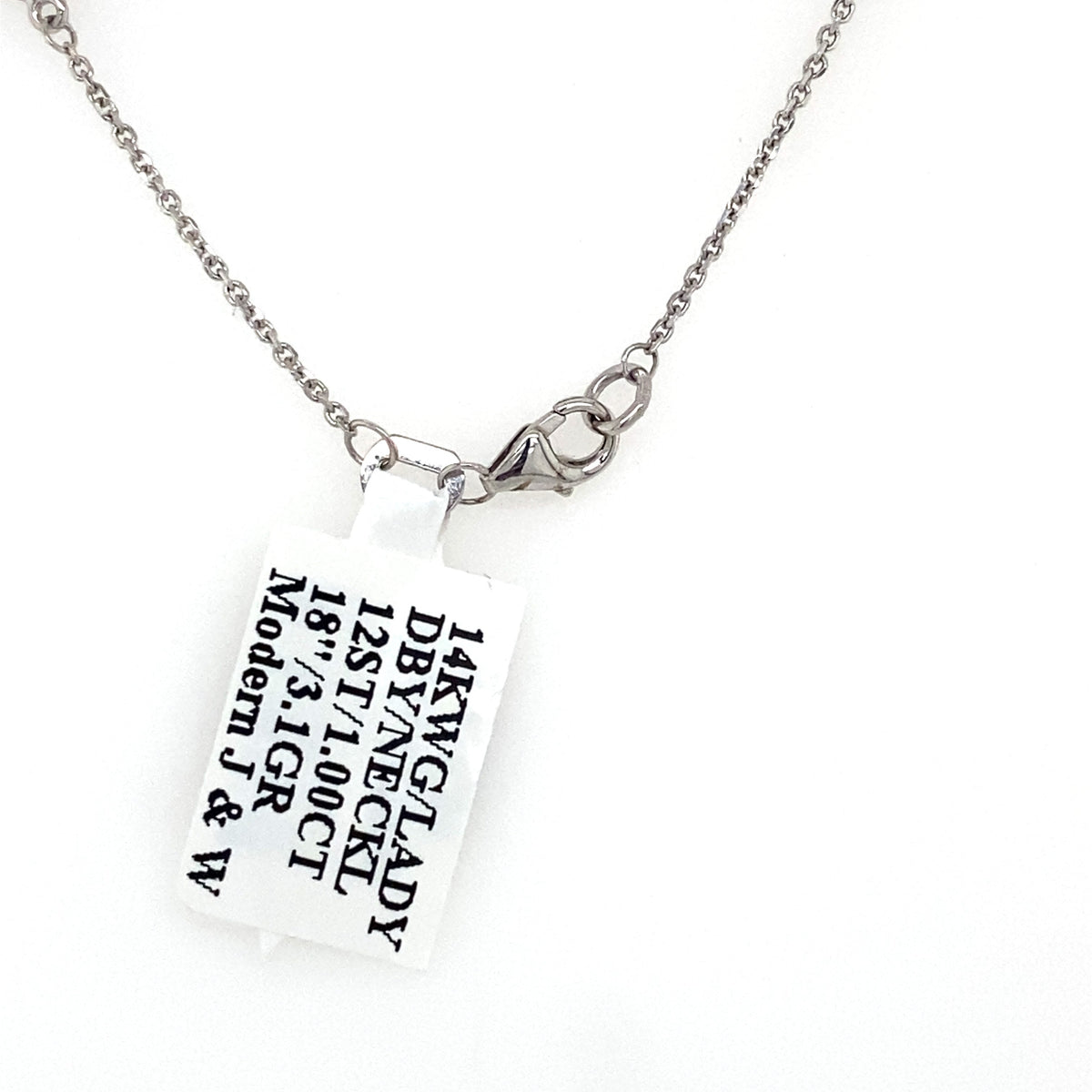 14k white Gold 1.00 CT Diamond By The Yard Necklace, S107140