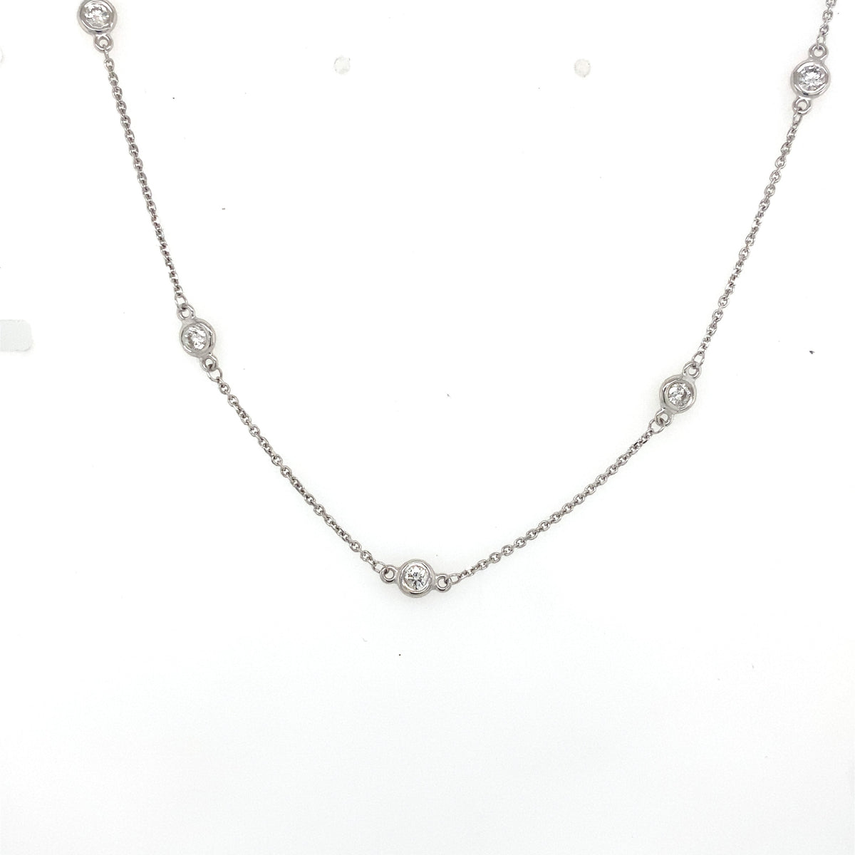 14k white Gold 1.00 CT Diamond By The Yard Necklace, S107140
