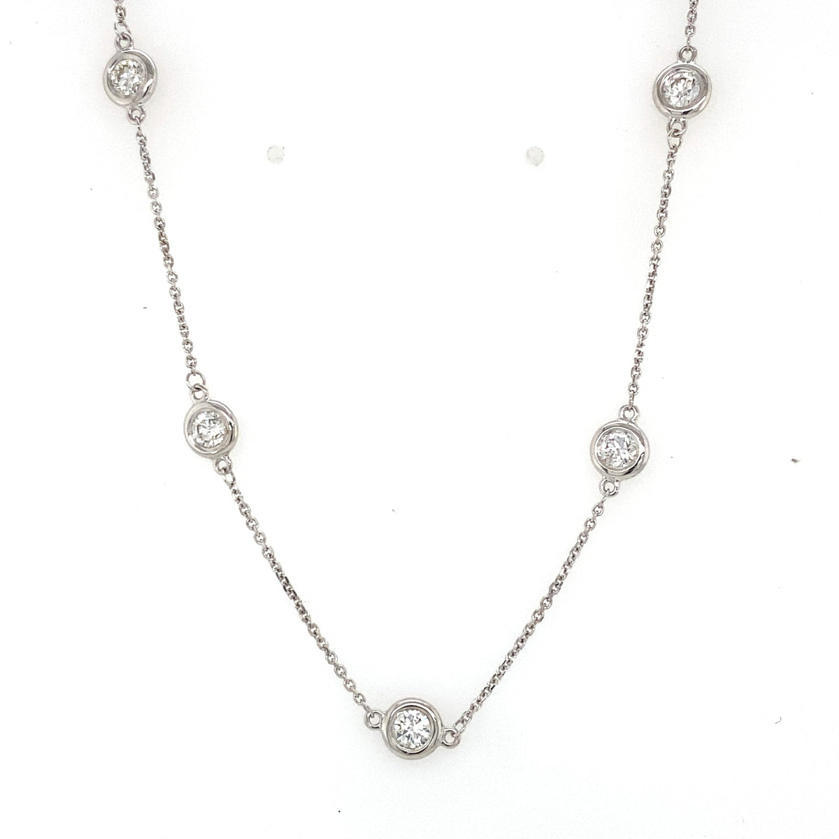 14k White Gold 2.50CT Diamond By The Yard Necklace, S107139