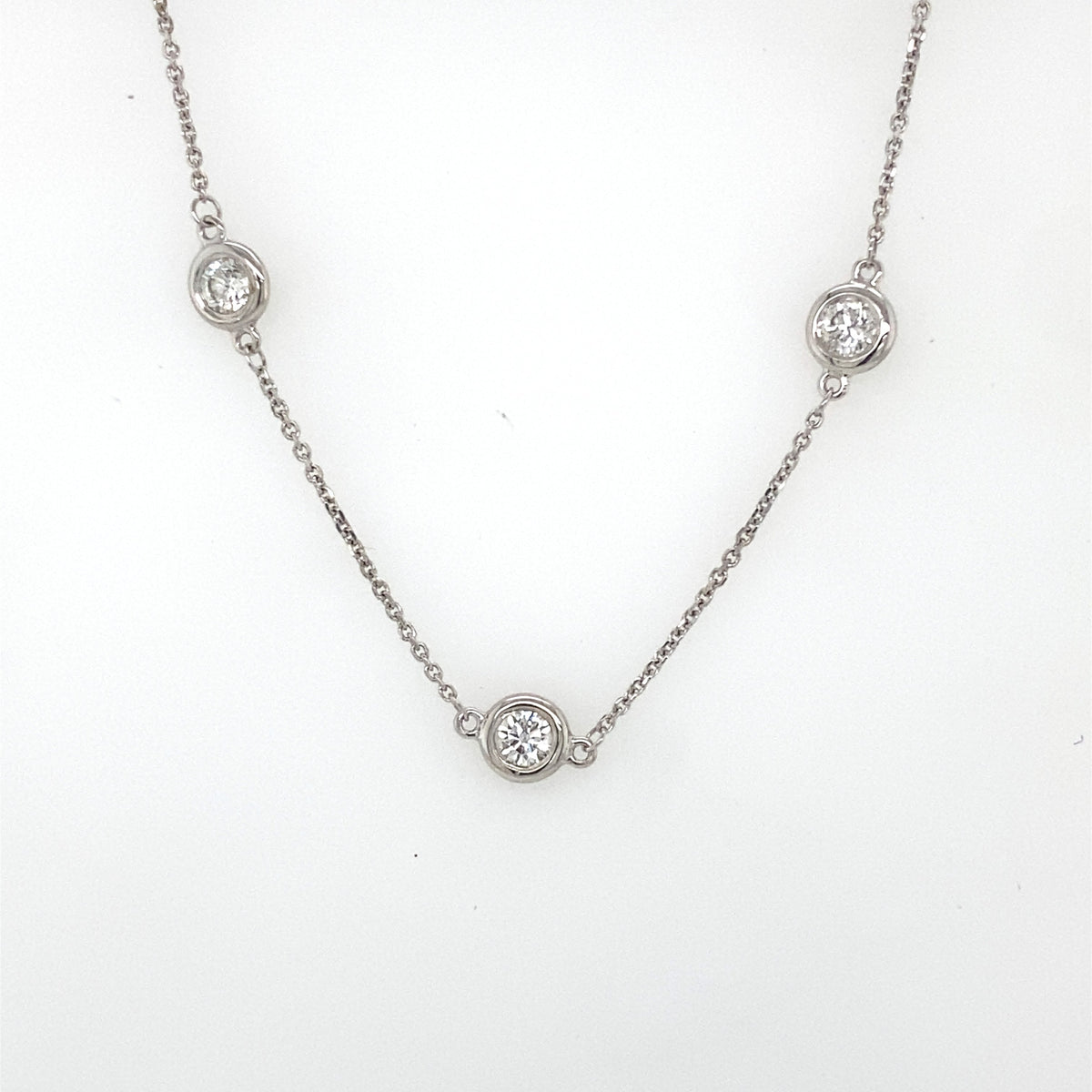 14k White Gold 2.50CT Diamond By The Yard Necklace, S107139