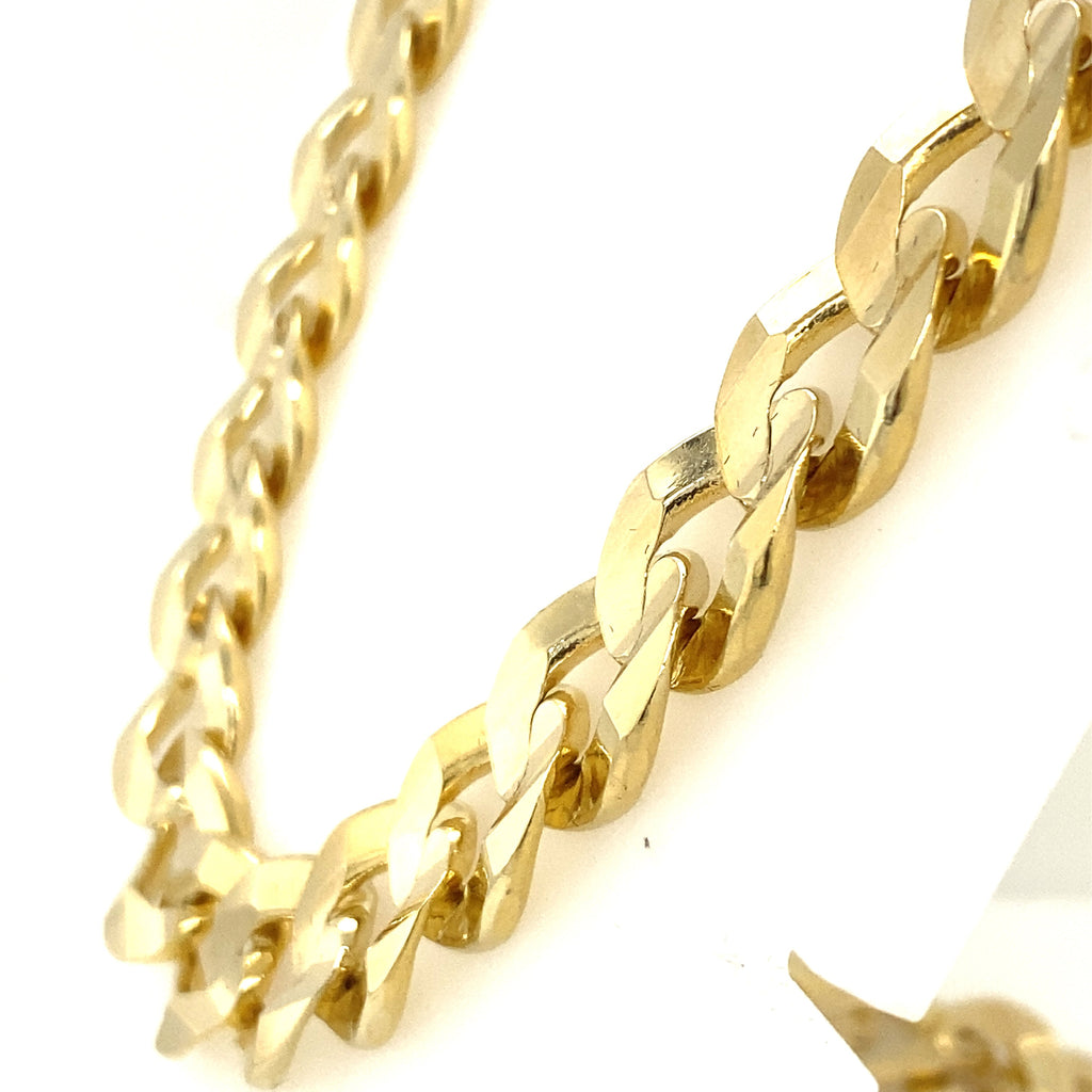 14K Yellow Gold Cuban Link Mens Chain Necklace, S107156