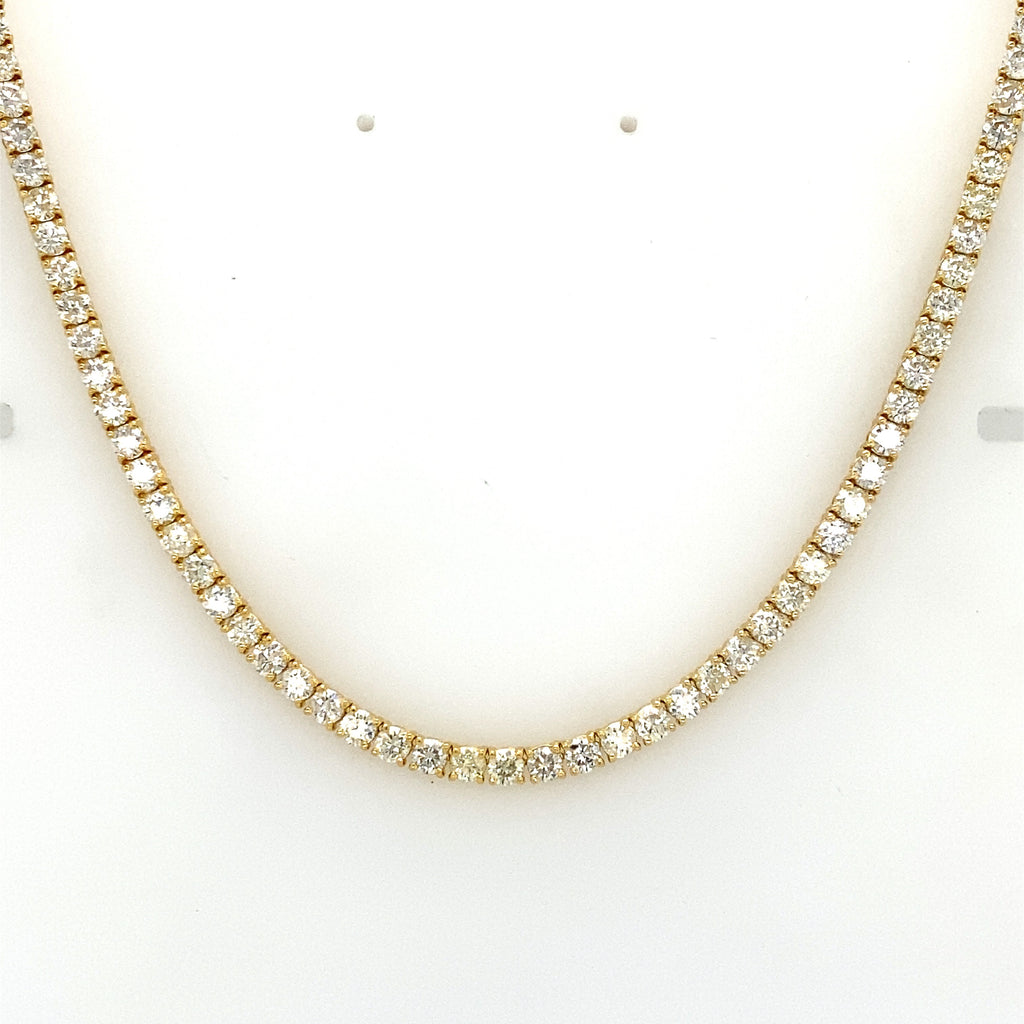 14k Yellow Gold 27.00 CT Diamond Tennis Necklace