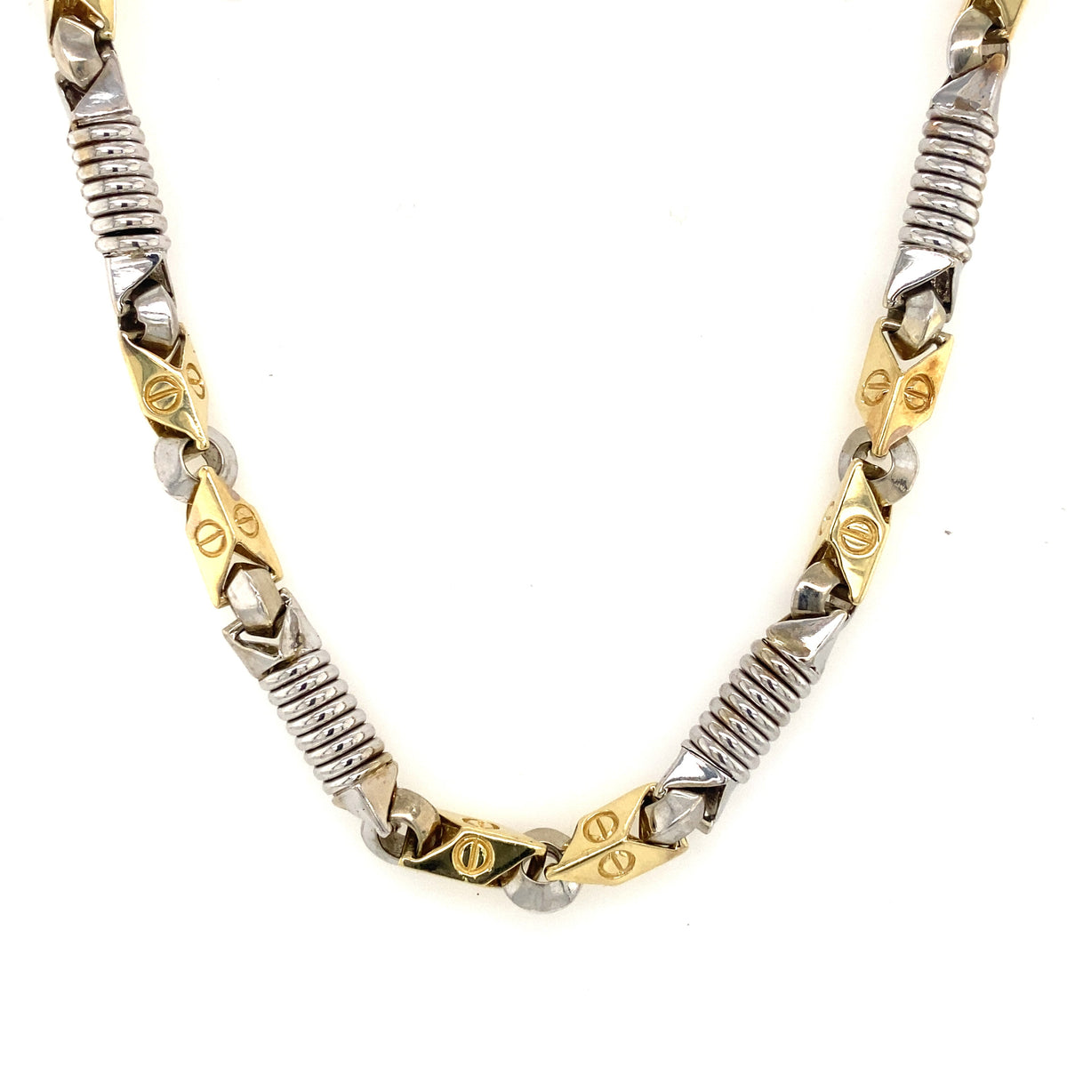 14k Two Tone Gold Fancy Men's Chain Necklace, S107164