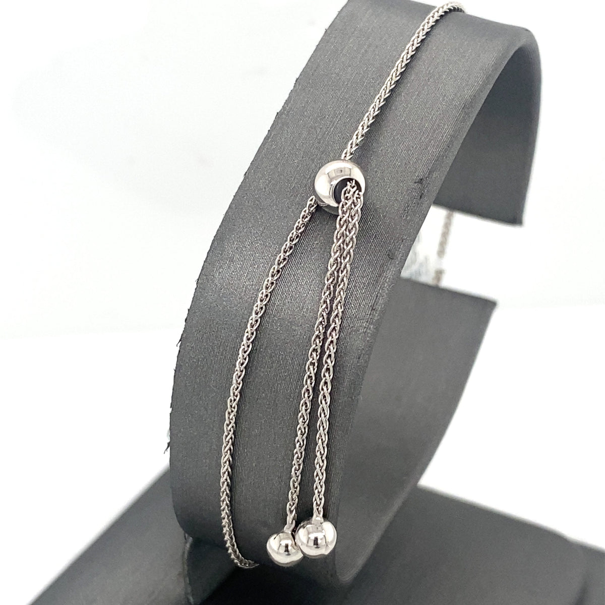 10k White Gold 0.35 CT Diamond Cross Bollo Bracelet, S15621