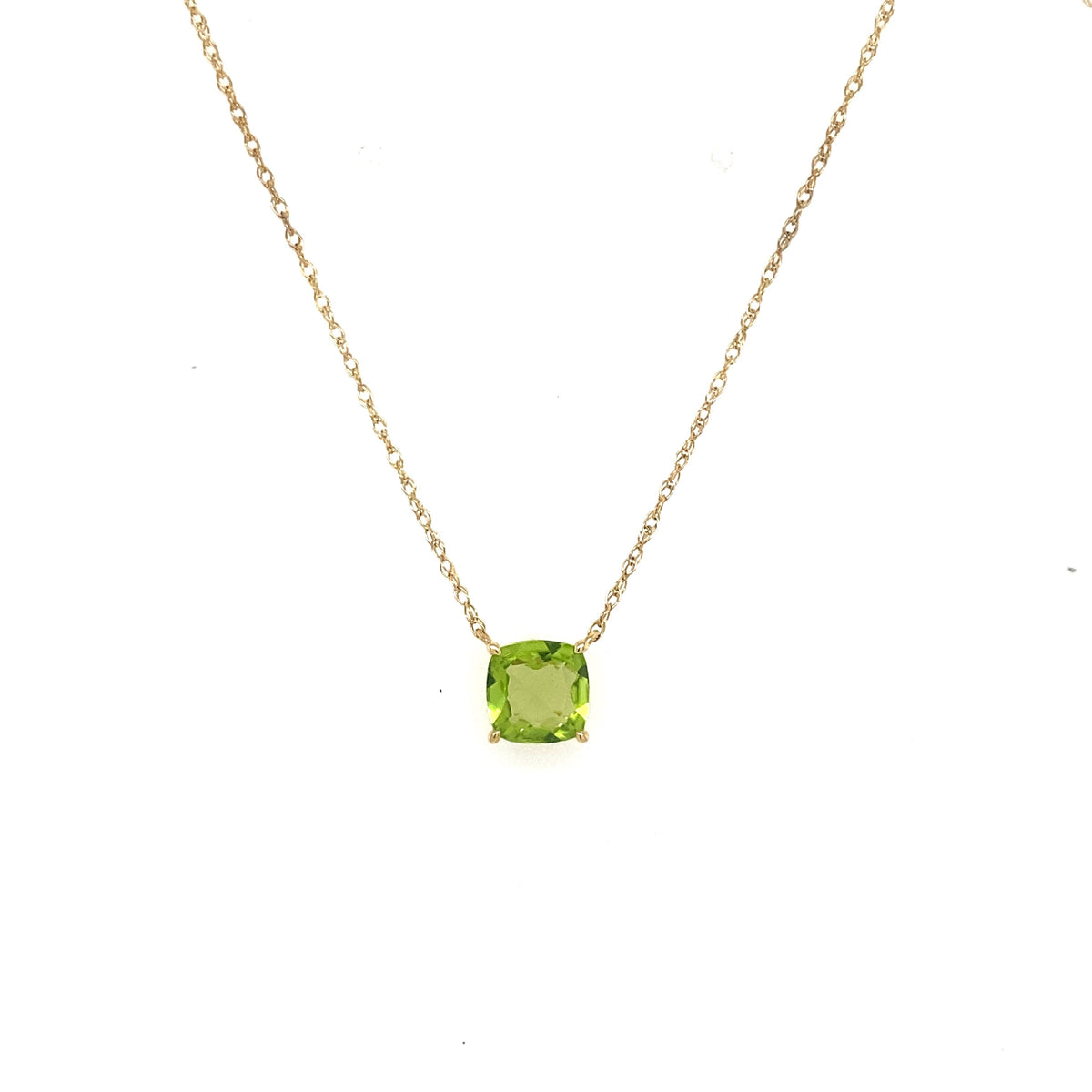 10k Yellow Gold Green Peridot Pendant Necklace, S15624