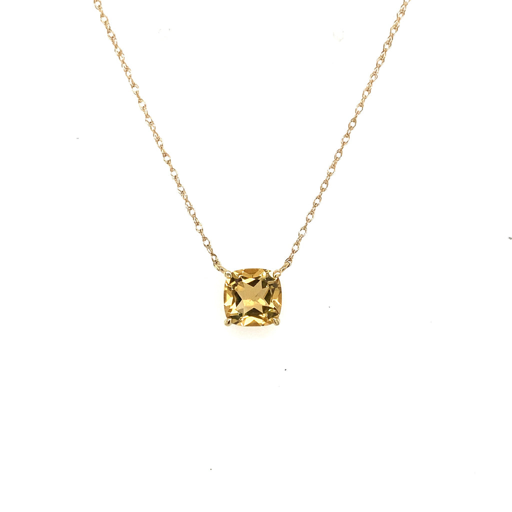 10k Yellow Gold Citrine Pendant Necklace