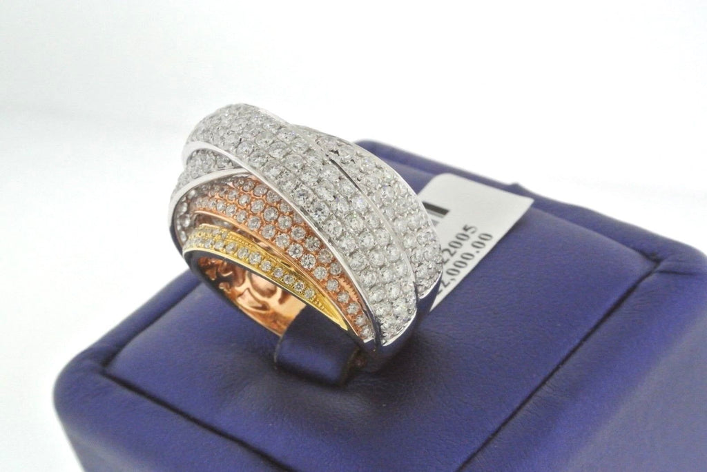 Fancy 18k Tri Color Gold 3.75 CT Diamond Ladies Ring