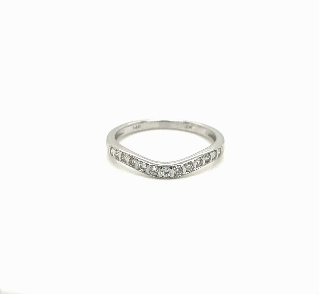 14K White Gold 0.35 CT Diamond Ladies Curve Band