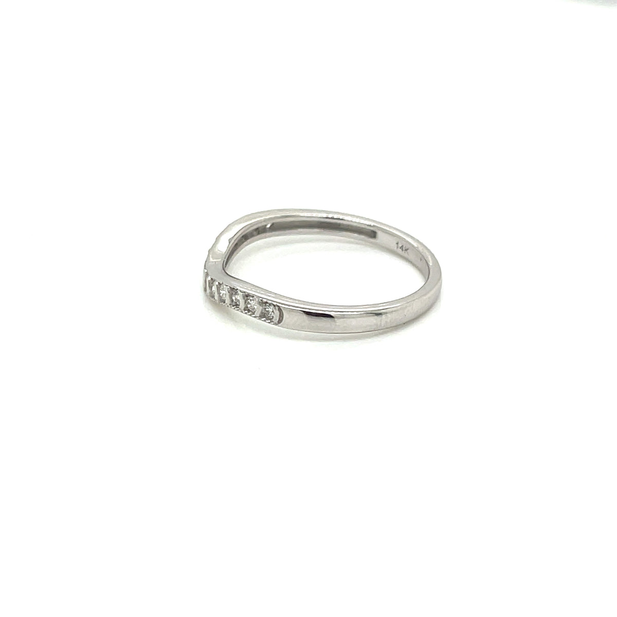 14K White Gold 0.35 CT Diamond Ladies Curve Band