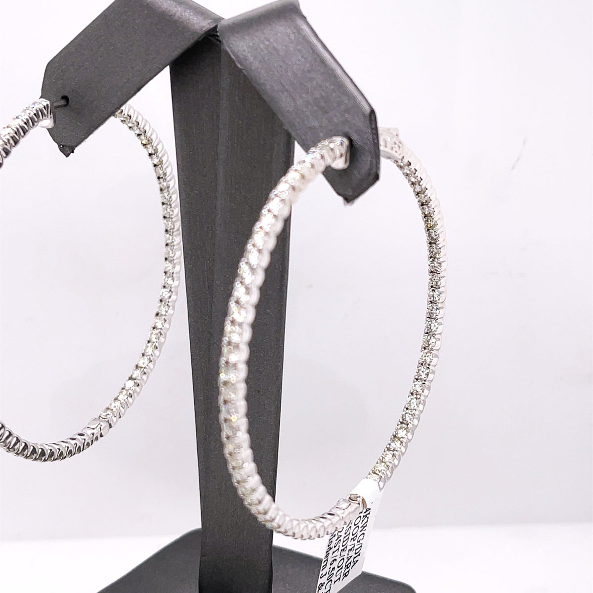 14k White Gold 6.50 CT Diamond Inside Out Hoop Earrings