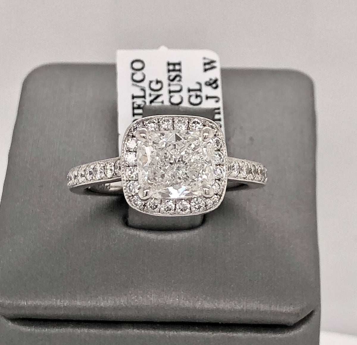 Gabriel & Co. Platinum 2.50 CT Cushion Brilliant Engagement Ring