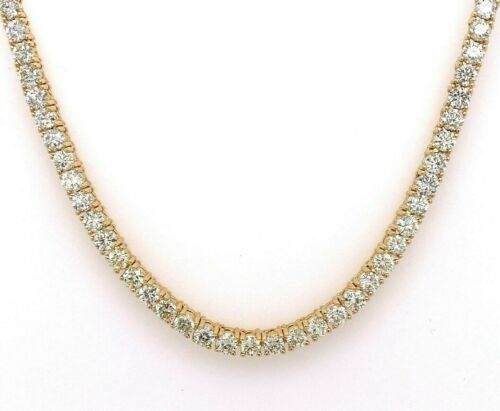 14k Yellow Gold 28.50 CT Diamond Tennis Necklace, 66.7gm, 22"