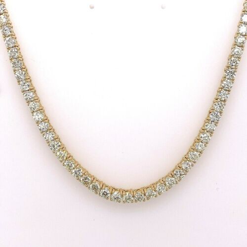 14k Yellow Gold 28.50 CT Diamond Tennis Necklace, 66.7gm, 22"