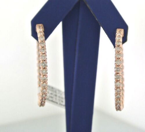 14k Rose Gold 6.10 CT Diamond Inside Out Hoop Earrings, 13.4gm