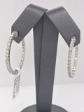 14k White Gold 2.85 CT Diamond Inside Out Hoop Earrings, 8.4g, S106191