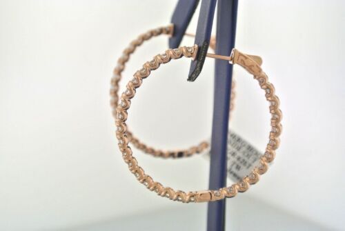 14k Rose Gold 6.10 CT Diamond Inside Out Hoop Earrings, 13.4gm