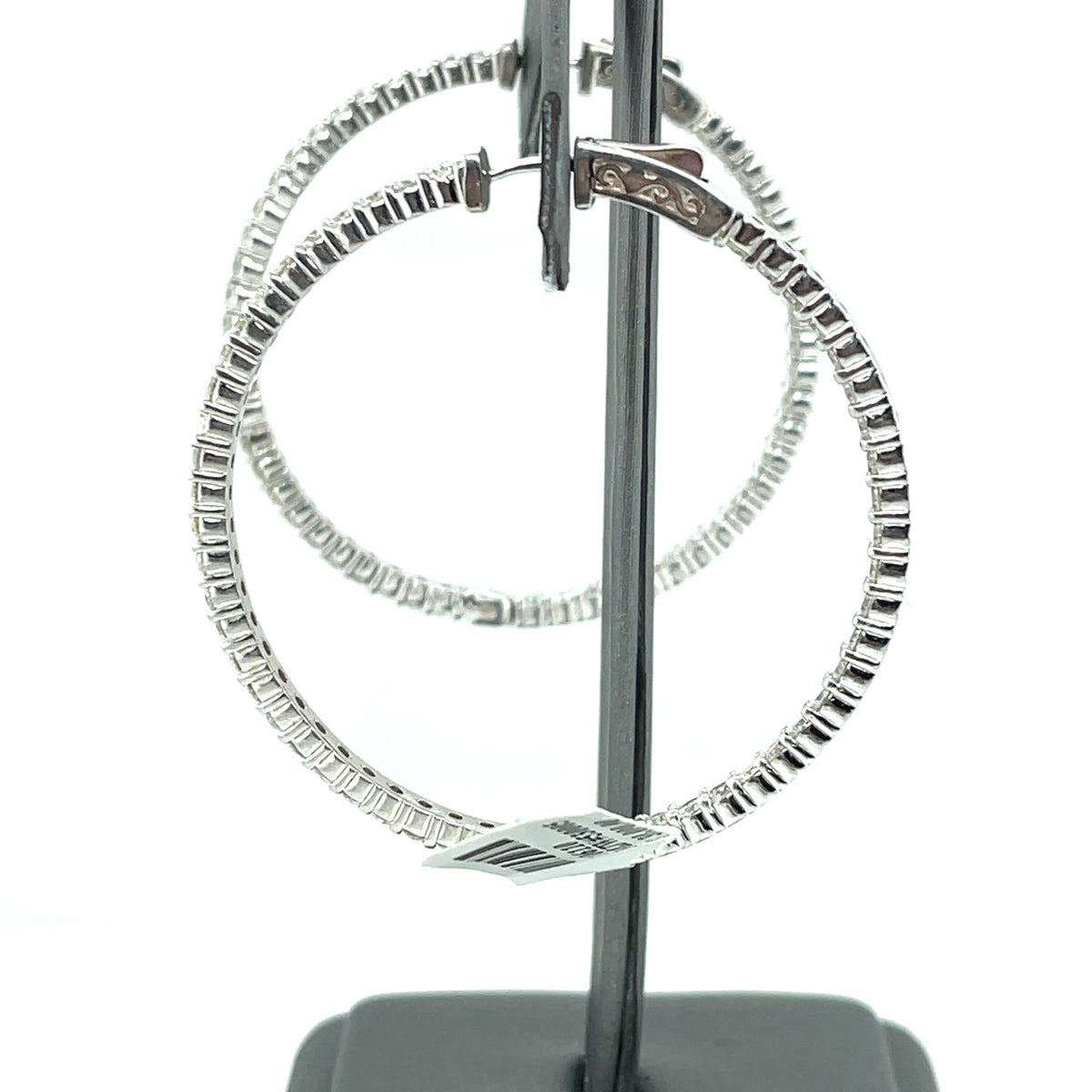 14K White Gold 6.00 CT Diamond Inside Out Hoop Earrings, 18.0 gm