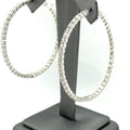 14k White Gold 7.75 CT Diamond Inside Out Hoop Earrings, 16.2gm, 2.25"