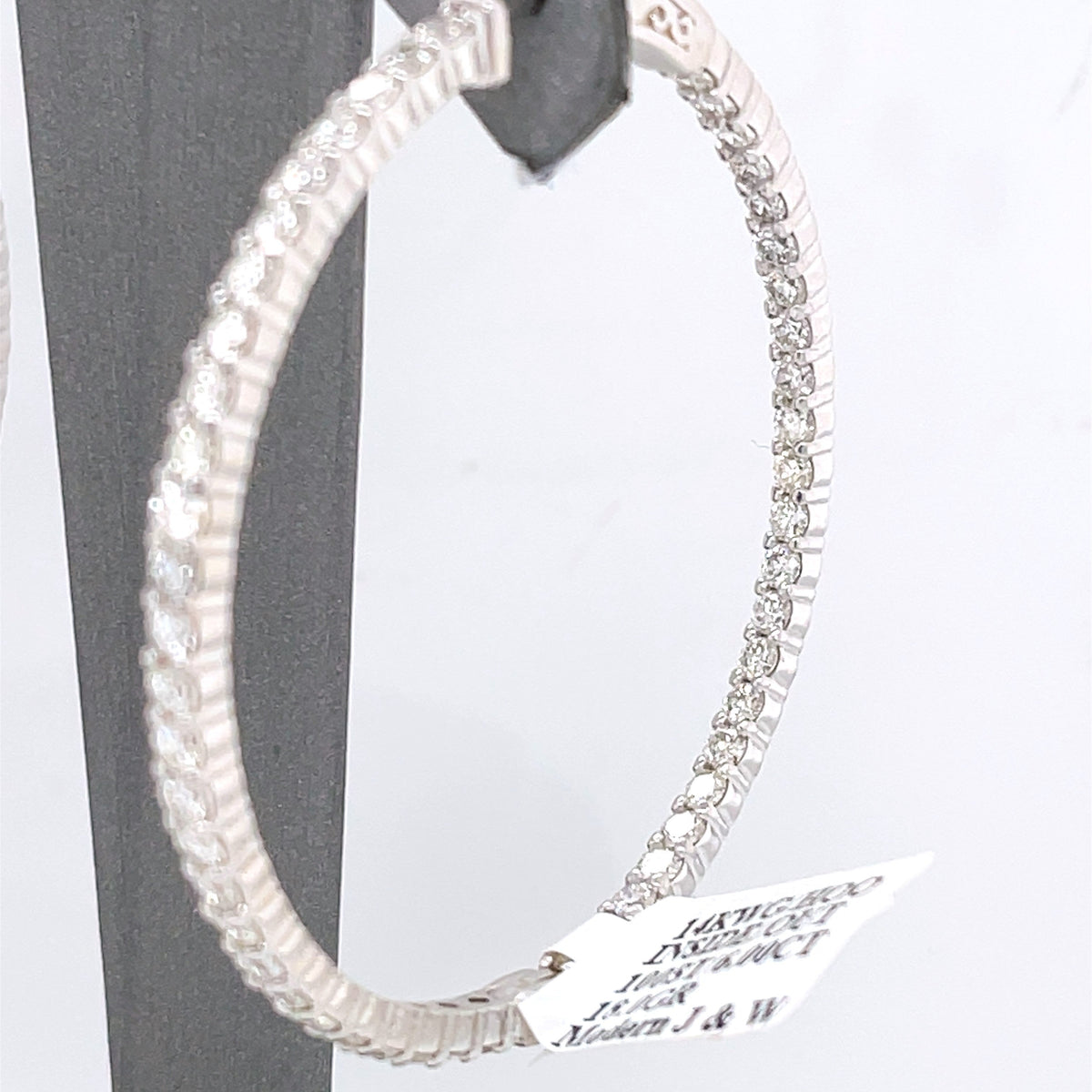 14K White Gold 6.00 CT Diamond Inside Out Hoop Earrings, 18.0 gm