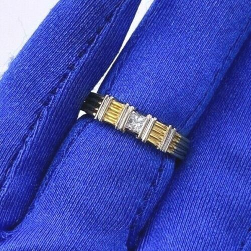 18k Two Tone Gold 0.16 CT Princess Cut Diamond Ladies Band, 5.2gm