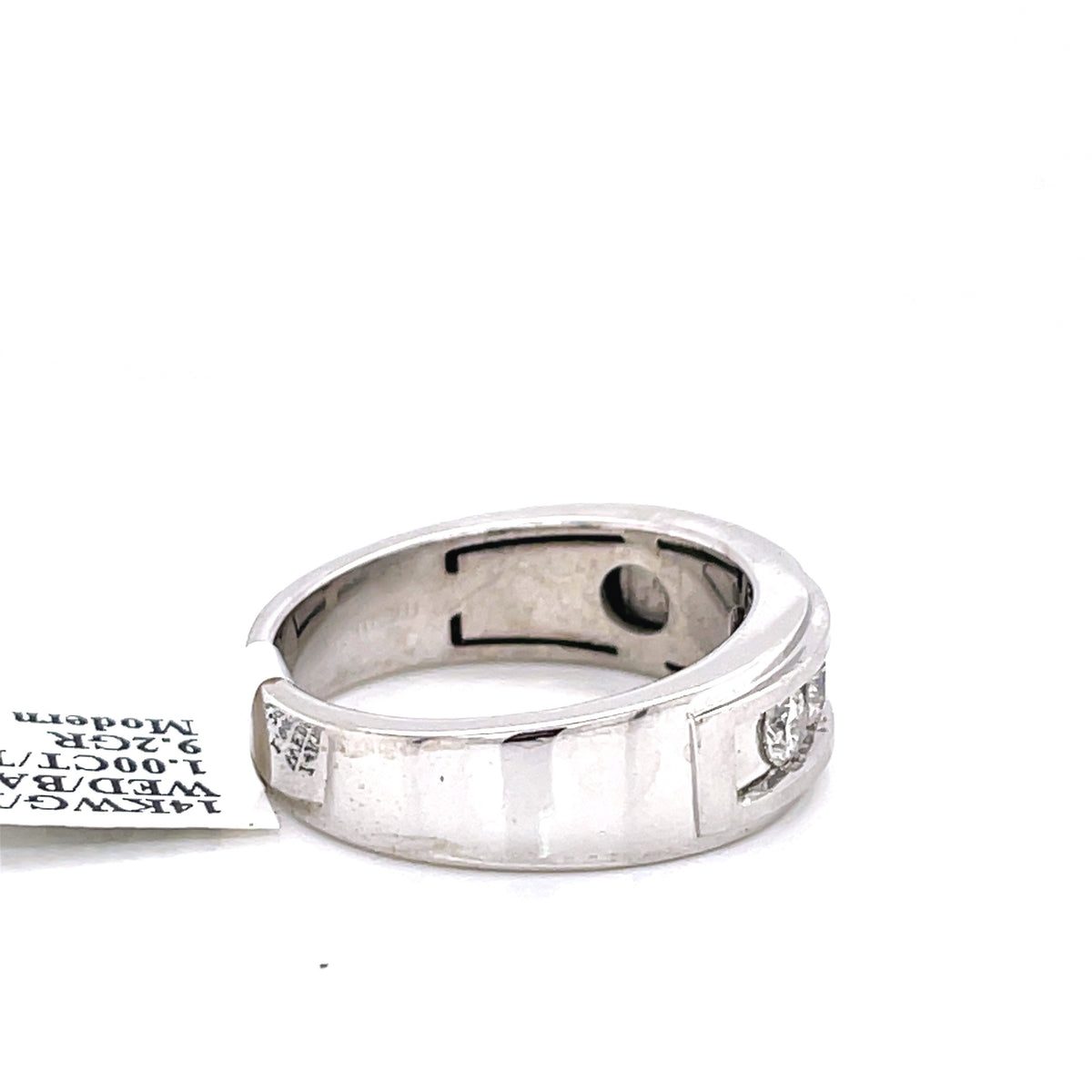 14k White Gold 1.00 CT Diamond Men's Wedding Band, 9.2g, Size 11.5