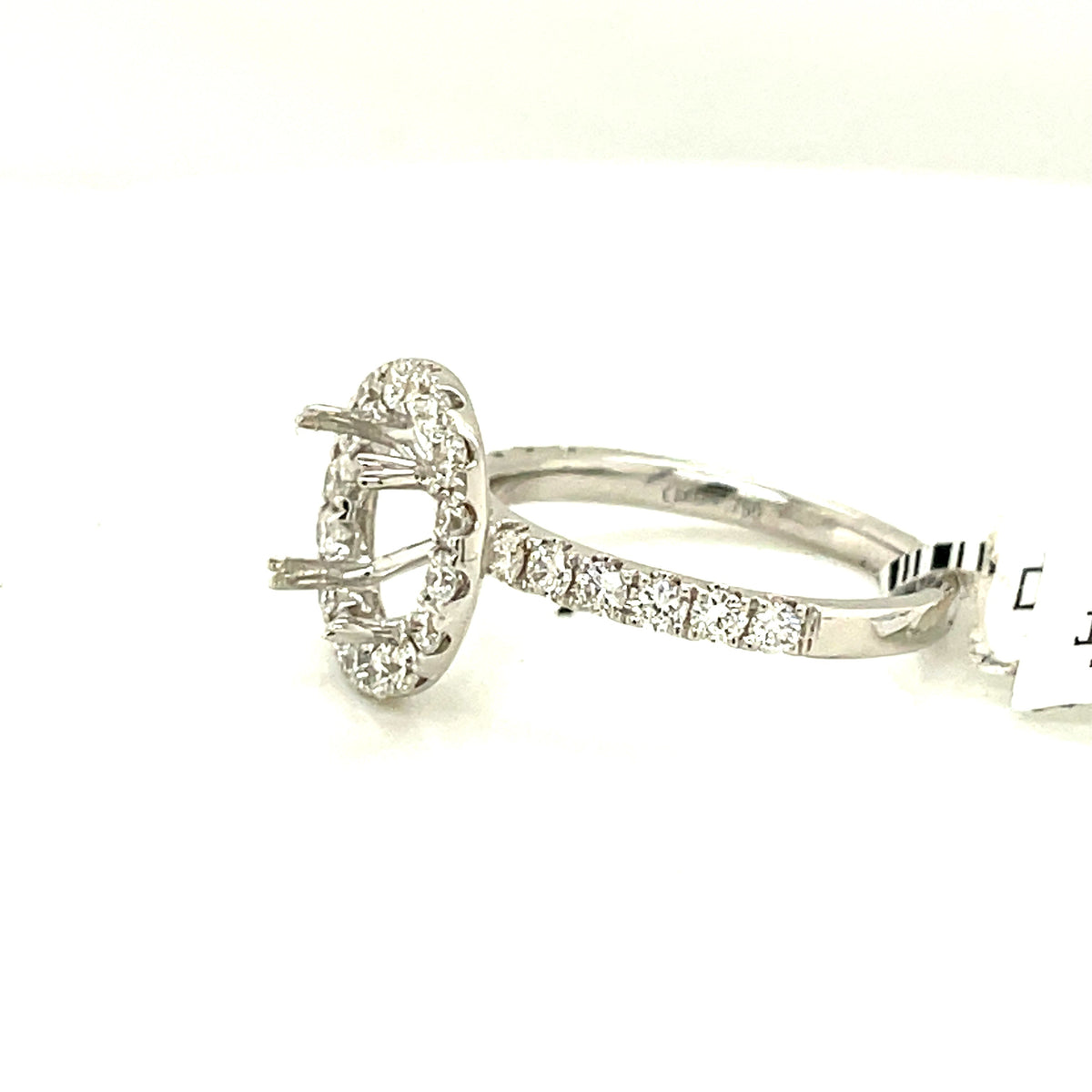18K White Gold 1.15 CT Diamond Halo Engagement Ring Mounting, 3.5gm