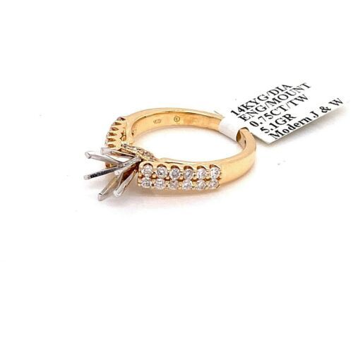 14k Yellow Gold 0.75 CT Diamond Engagement Ring Mounting, 5.1gm
