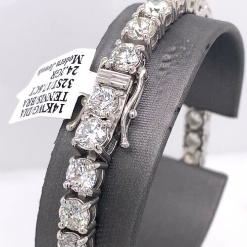14k White Gold 17.60 CT Diamond Tennis Bracelet, 24.2g, 7", S15187