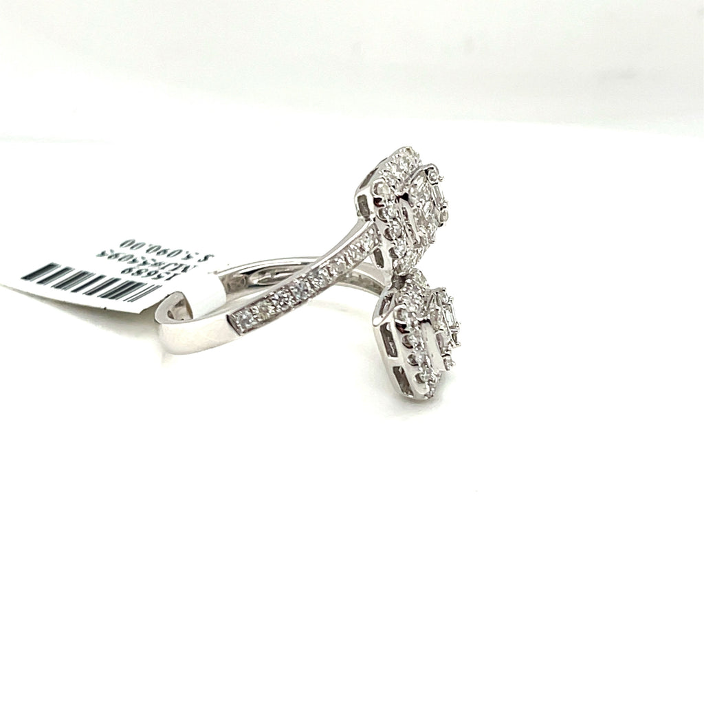 14k White Gold 1.50 CT Ladies Diamond Bypass Ring, 4.2gm, Size 7