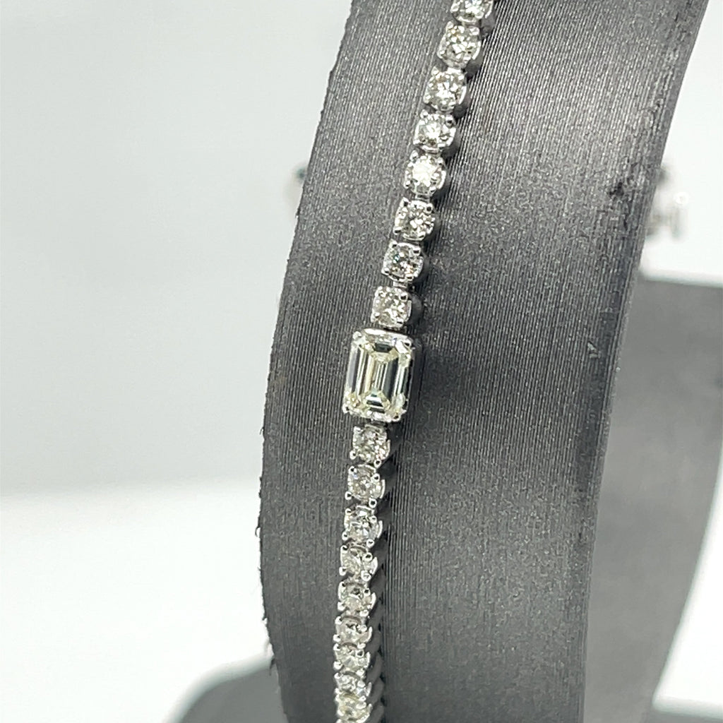 14k White Gold 3.25 CT Diamond Tennis Ladies Bracelet, 7.2g, 7.25"