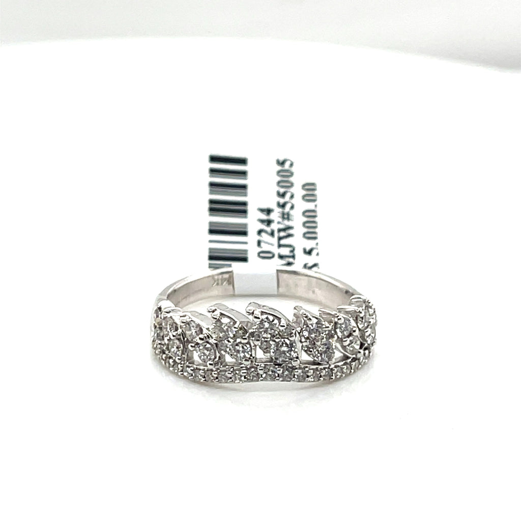 14k White Gold 1.00 CT Diamond V Shaped  Band, 3.7gm Size 6