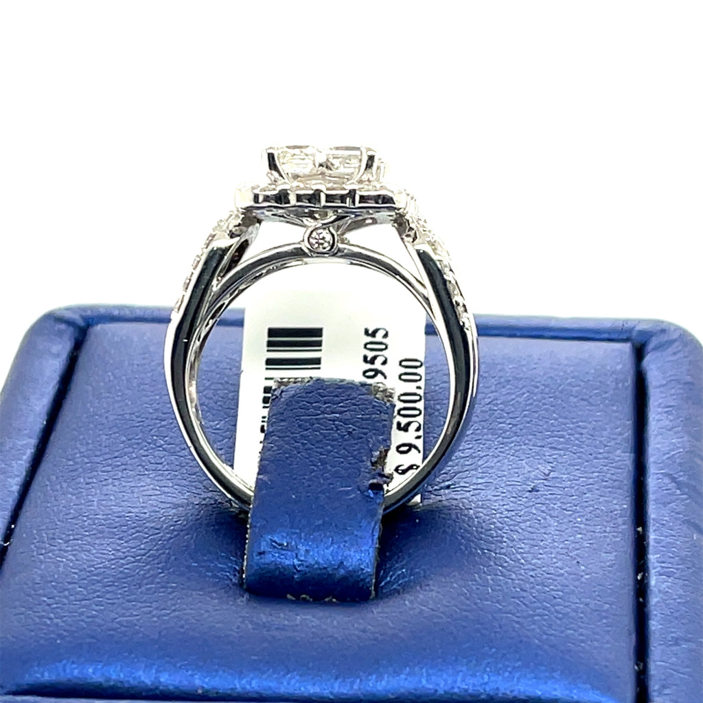14k White Gold 1.50 Diamond Cluster Engagement Ring, 7.2g, Size 6