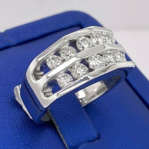 14k White Gold 1.50 CT Diamond Men's Band, 13.7gm, Size 9.5