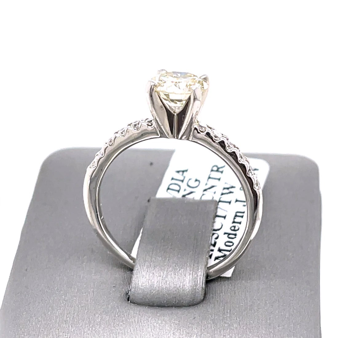 14K White Gold 1.25 CT Diamond Engagement Ring, 2.8gm, Size 7