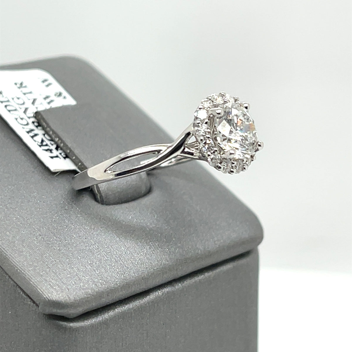 14k White Gold 1.50 CT Diamond Halo Engagement Ring, 2.5gm, Size 6.5