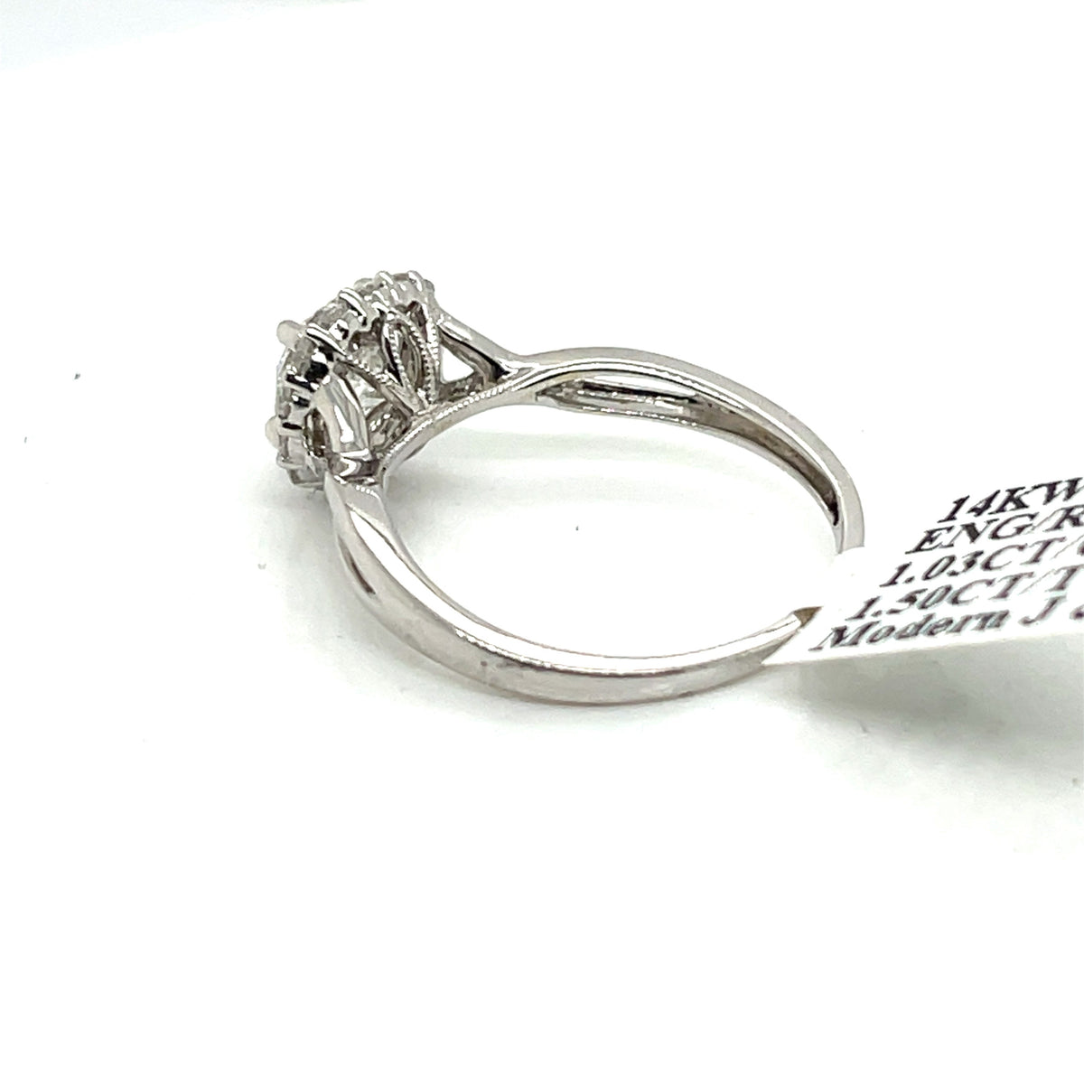 14k White Gold 1.50 CT Diamond Halo Engagement Ring, 2.5gm, Size 6.5