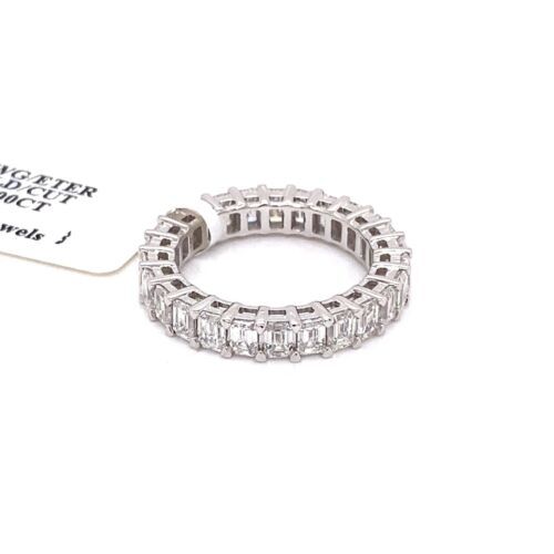 14k White Gold 4.00 CT Diamond Emerald Cut Eternity Band 3.7g, Size 6,