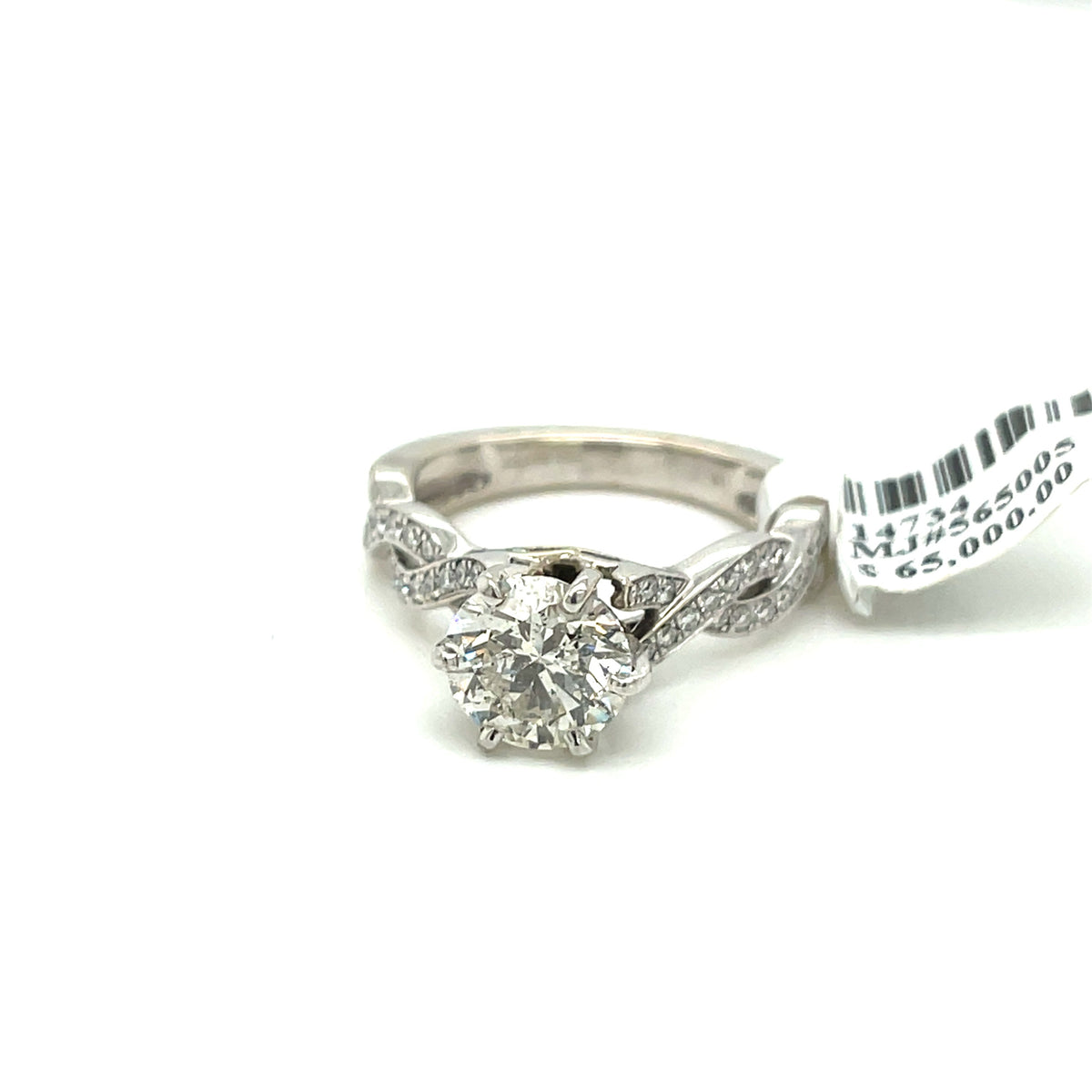 14k White Gold 1.50 CT Diamond Engagement Ring, 6.1gm, Size 7.25