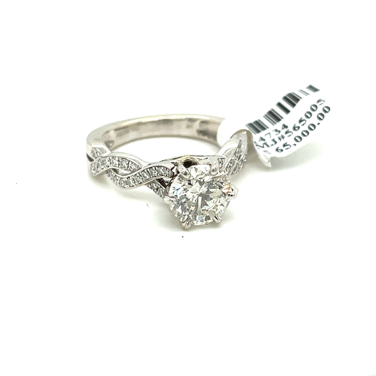 14k White Gold 1.50 CT Diamond Engagement Ring, 6.1gm, Size 7.25