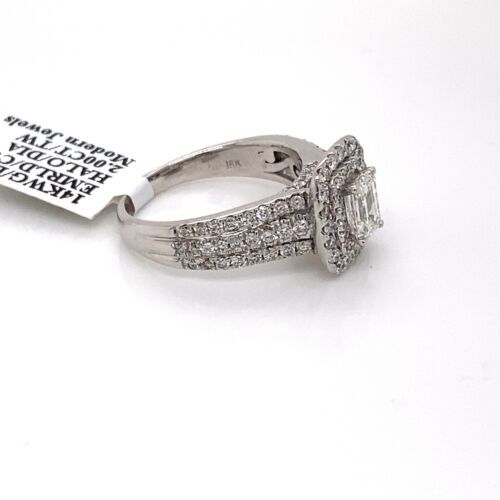 14k White Gold 2.00 CT Diamond Engagement Ring, 6.2g, Size 7.25