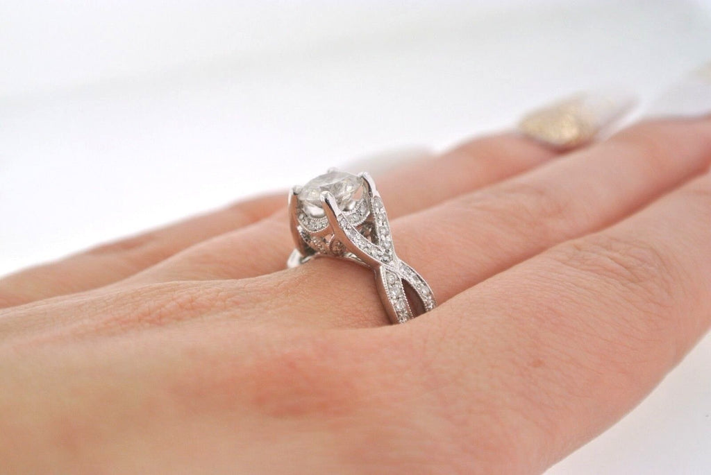 14k White Gold 2.50 CT Diamond Engagement Ring, Size 6.25, 4.6gm