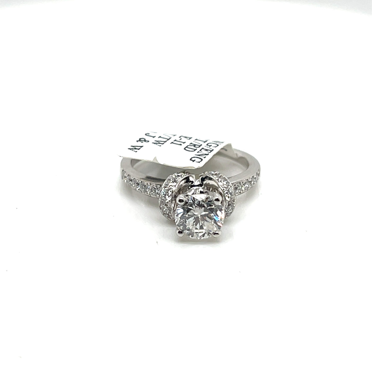 14K WHITE GOLD 2.00 CT ROUND CUT DIAMOND ENGAGEMENT RING, SIZE 7, 4.2g