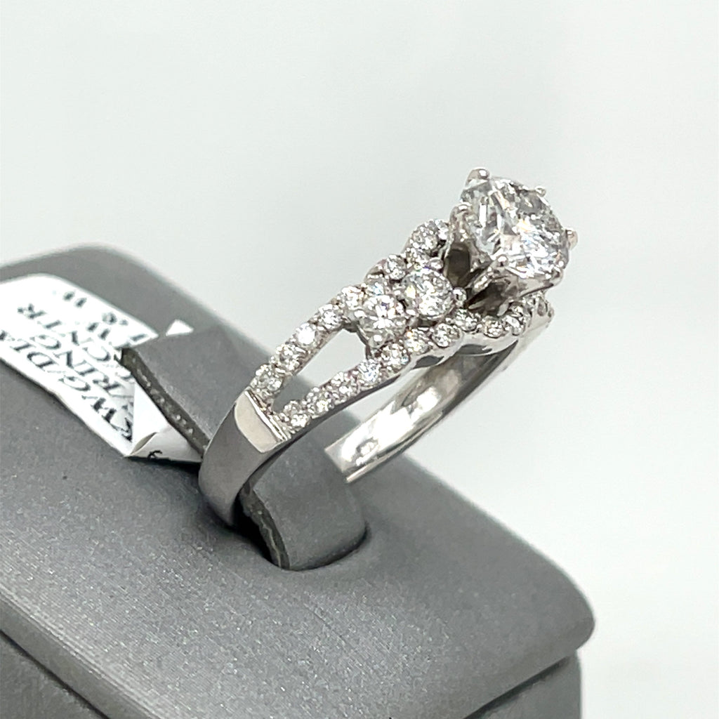 14K White Gold 1.50CT Round Cut Diamond Engagement Ring, Size 7, 3.9G
