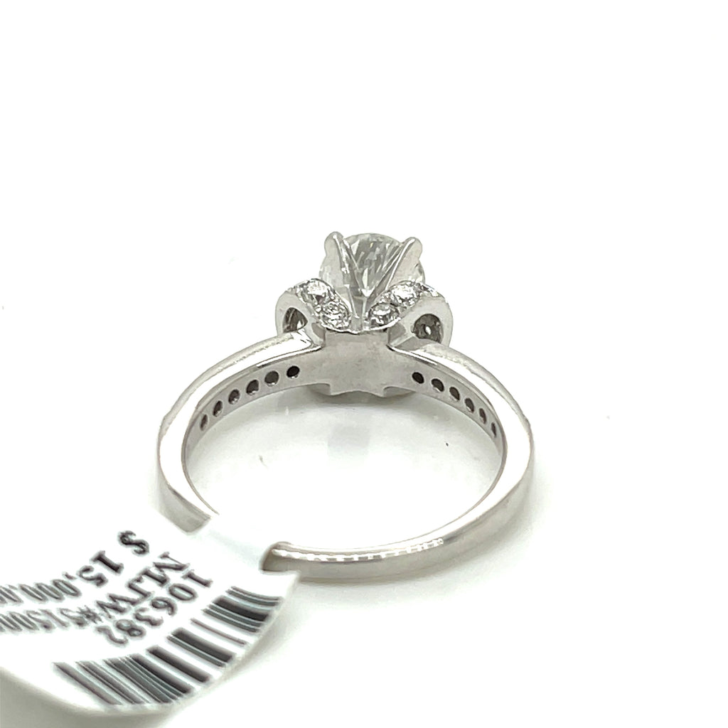 14K WHITE GOLD 2.00 CT ROUND CUT DIAMOND ENGAGEMENT RING, SIZE 7, 4.2g