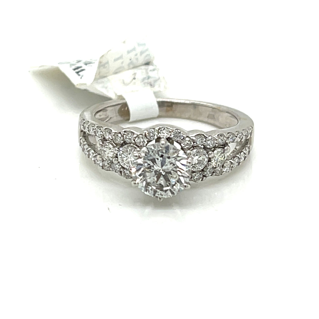 14K White Gold 1.50CT Round Cut Diamond Engagement Ring, Size 7, 3.9G