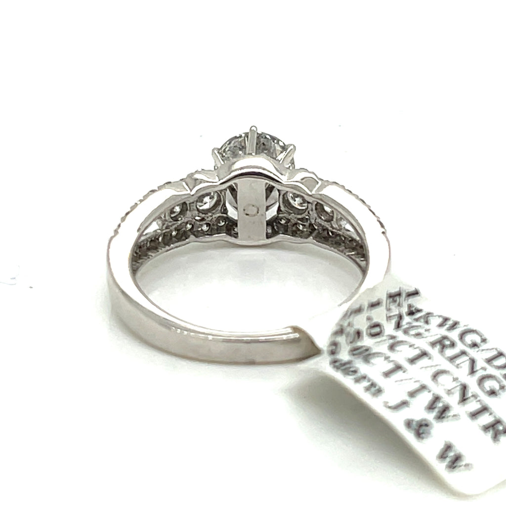 14K White Gold 1.50CT Round Cut Diamond Engagement Ring, Size 7, 3.9G
